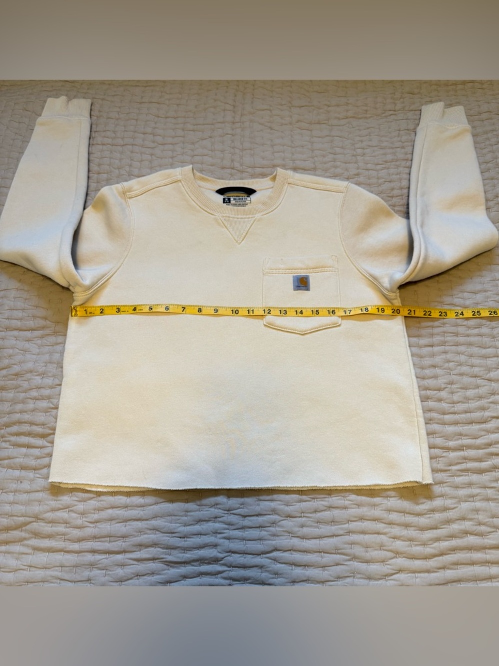 Carhartt Women’s Relaxed Fit Cropped Sweatshirt Size Medium 8-10 soft yellow - Picture 6 of 8